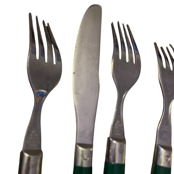 WF Washington Forge Mardi Gras Flatware Green MCM Stainless 6-Piece Fork Knife - Picture 8 of 13